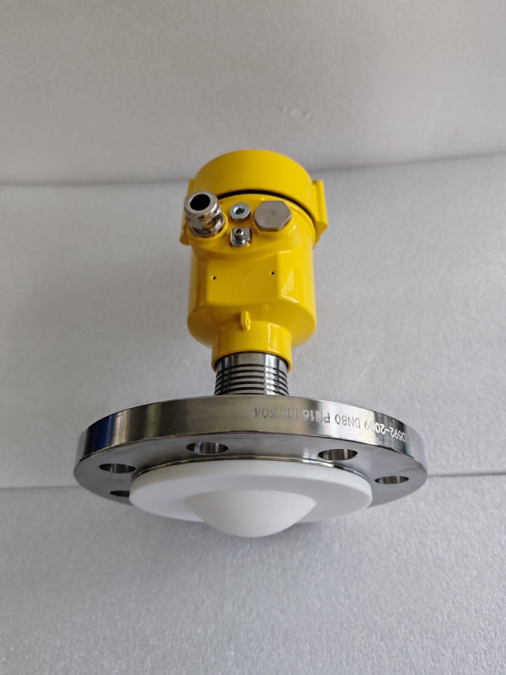 80 GHz radar level meter PTFE lens antenna and DN80 PN16 flange detail