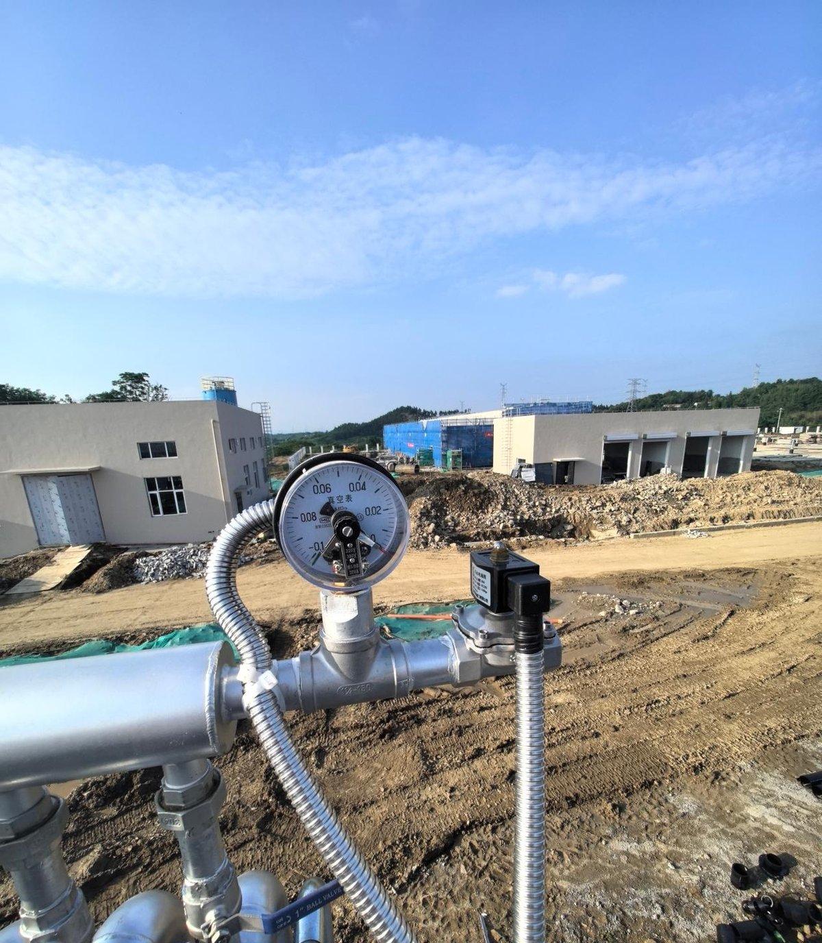 WELK pressure gauge and instrumentation installed on stainless steel pipework at the water plant