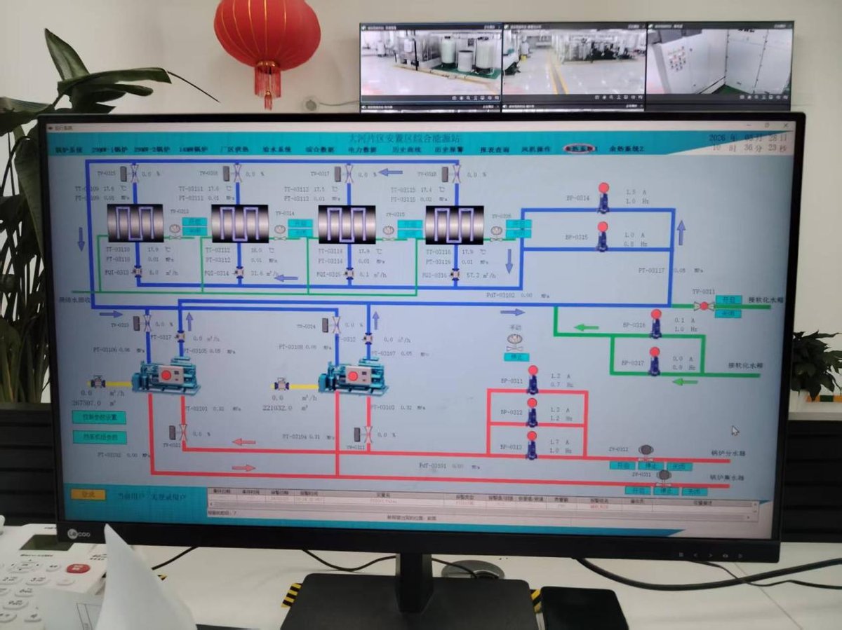 SCADA HMI screen monitoring pumps, valves and process parameters in real time
